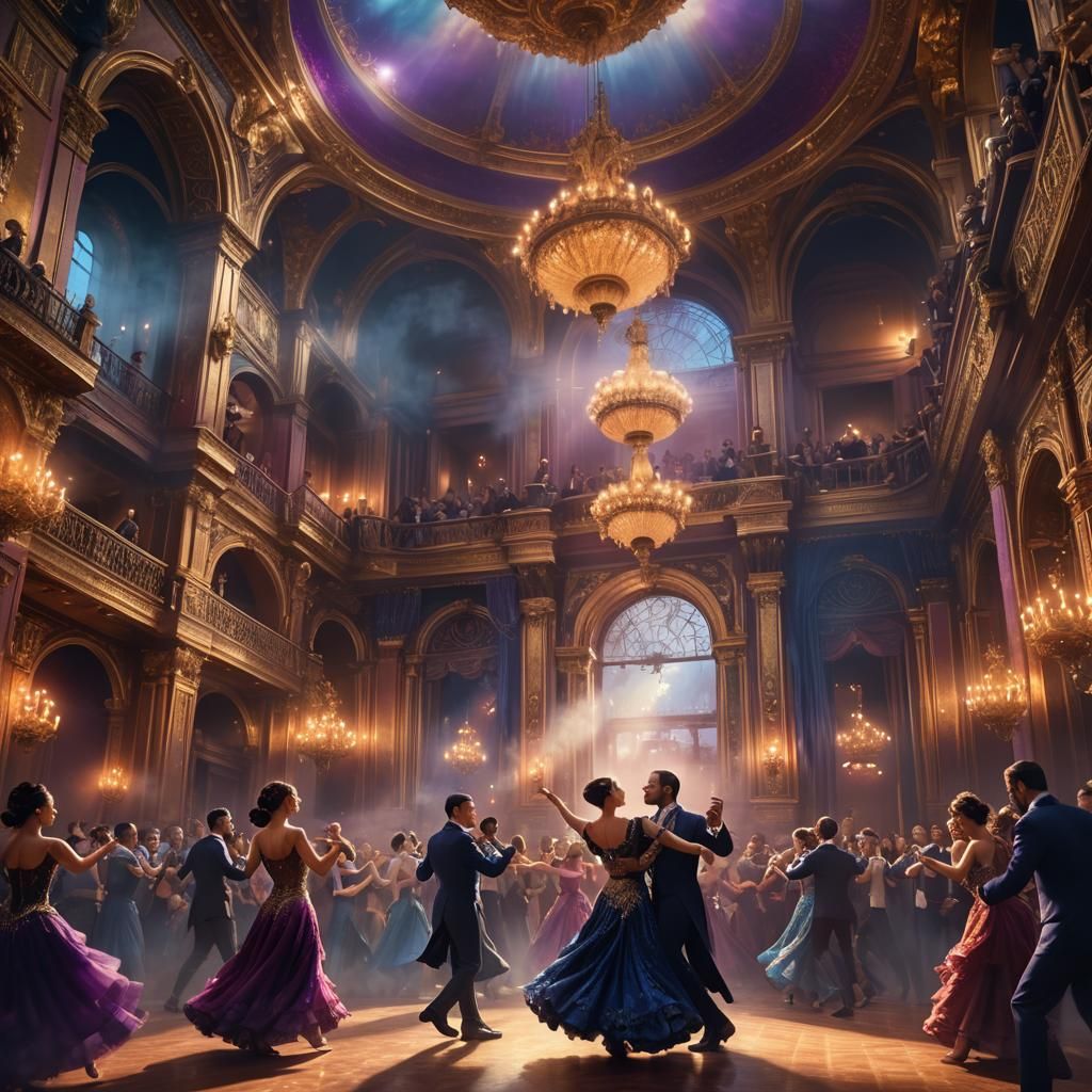 Argentinian Tango Dancers in Ornate Theater