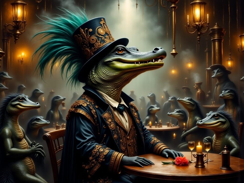 Grunge Opera Alligator Diva Performs in Smoky Nightclub