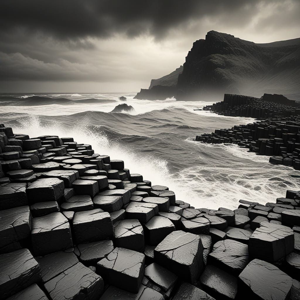 Giant's Causeway: Charcoal Landscape of Irish Coast
