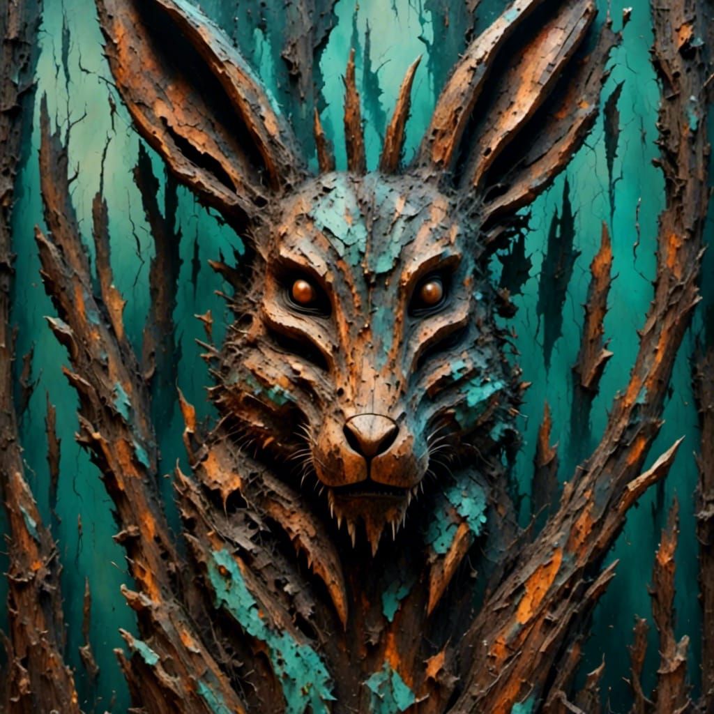 Rustic Bunny Totem Poles in Tribal Style