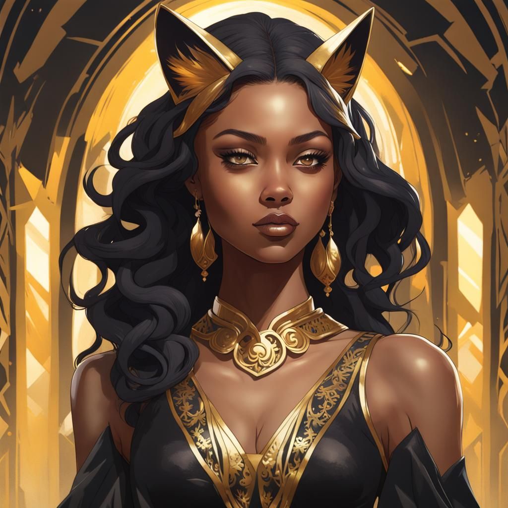 Kitsune Portrait in Artgerm and Mucha Style