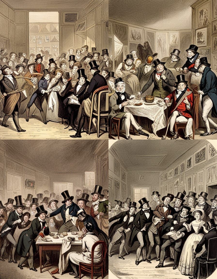 Cruikshank Style AI Illustration