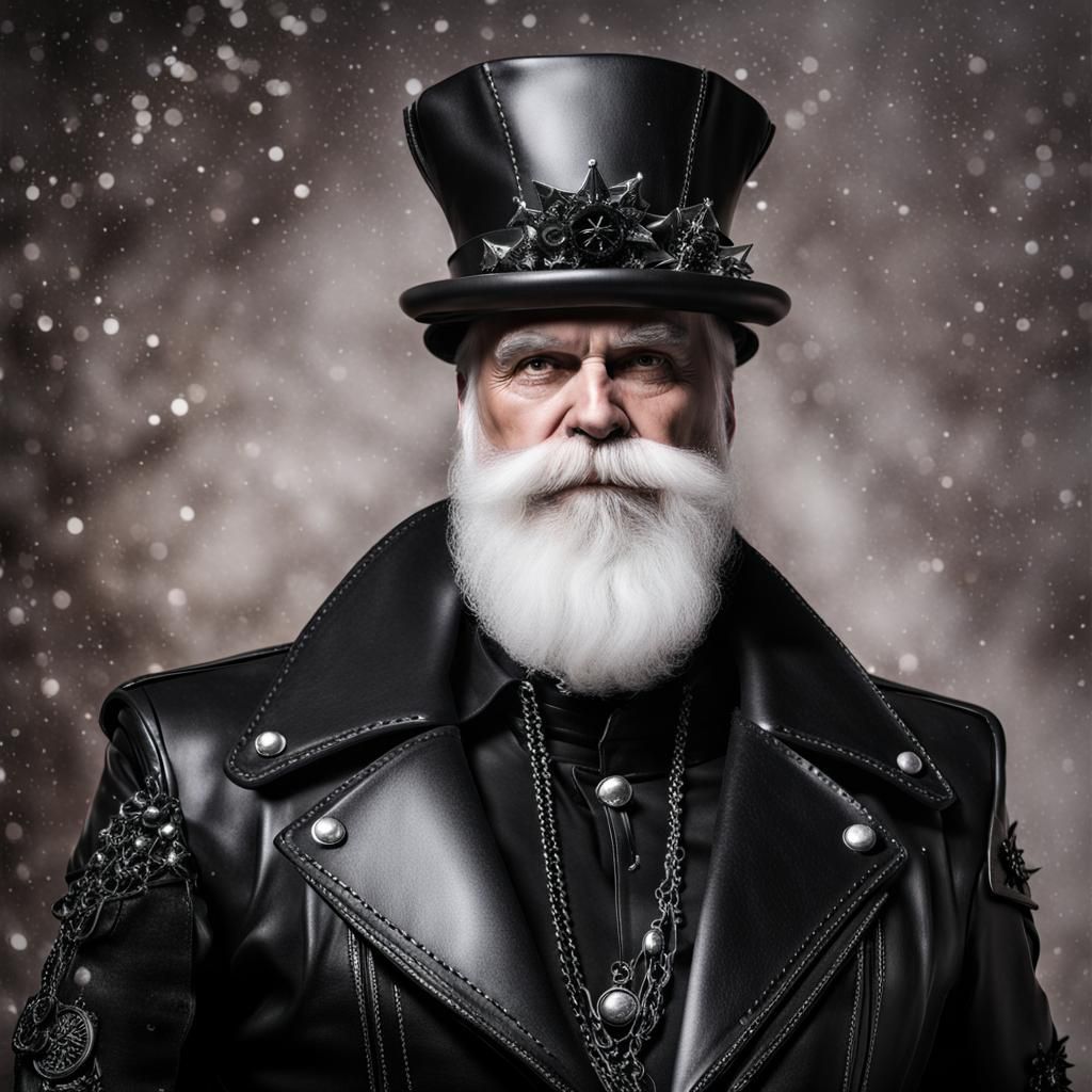 Gothic Leather Santa Claus Figure