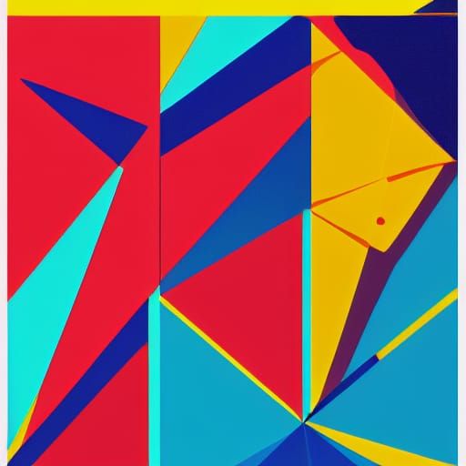 Geometric Pop Art Screen Print in Triadic Colors