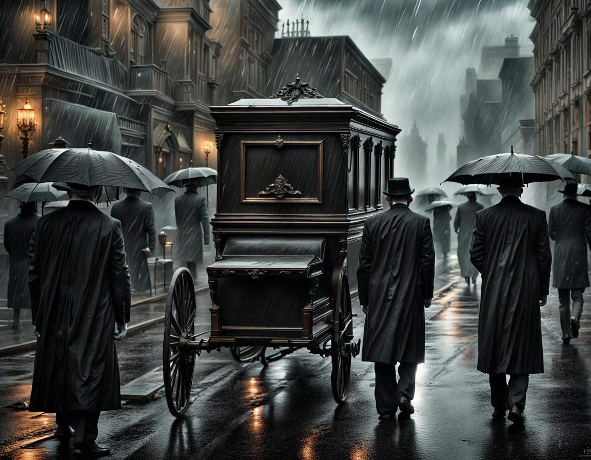 Funeral in Rain: Cinematic Digital Matte Painting
