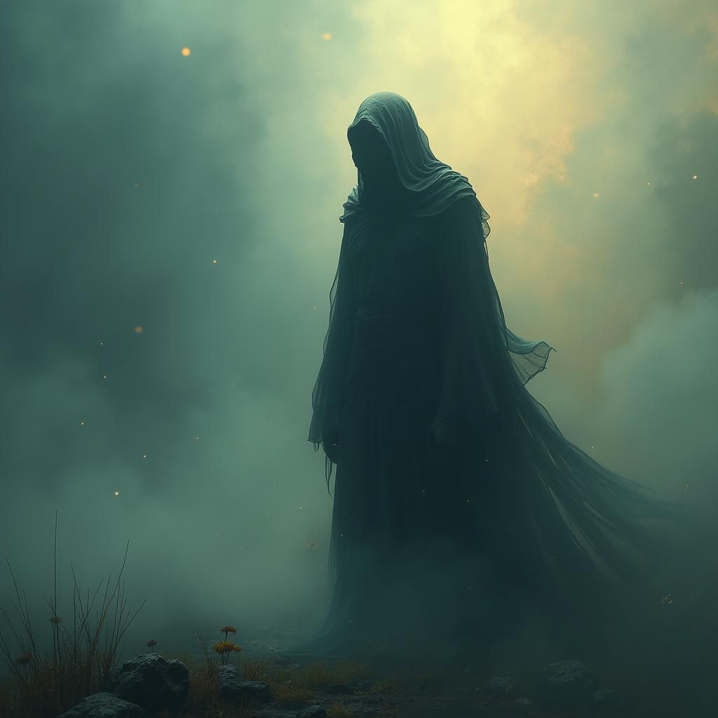 Mystical Figure in Dreamlike Realm, Matte Painting