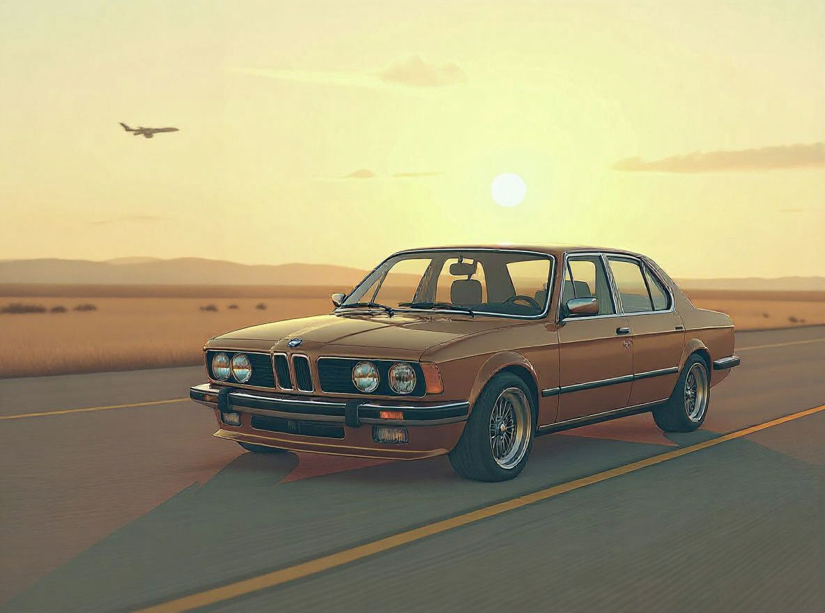 BMW E12 and Boeing 727: Detailed Matte Painting