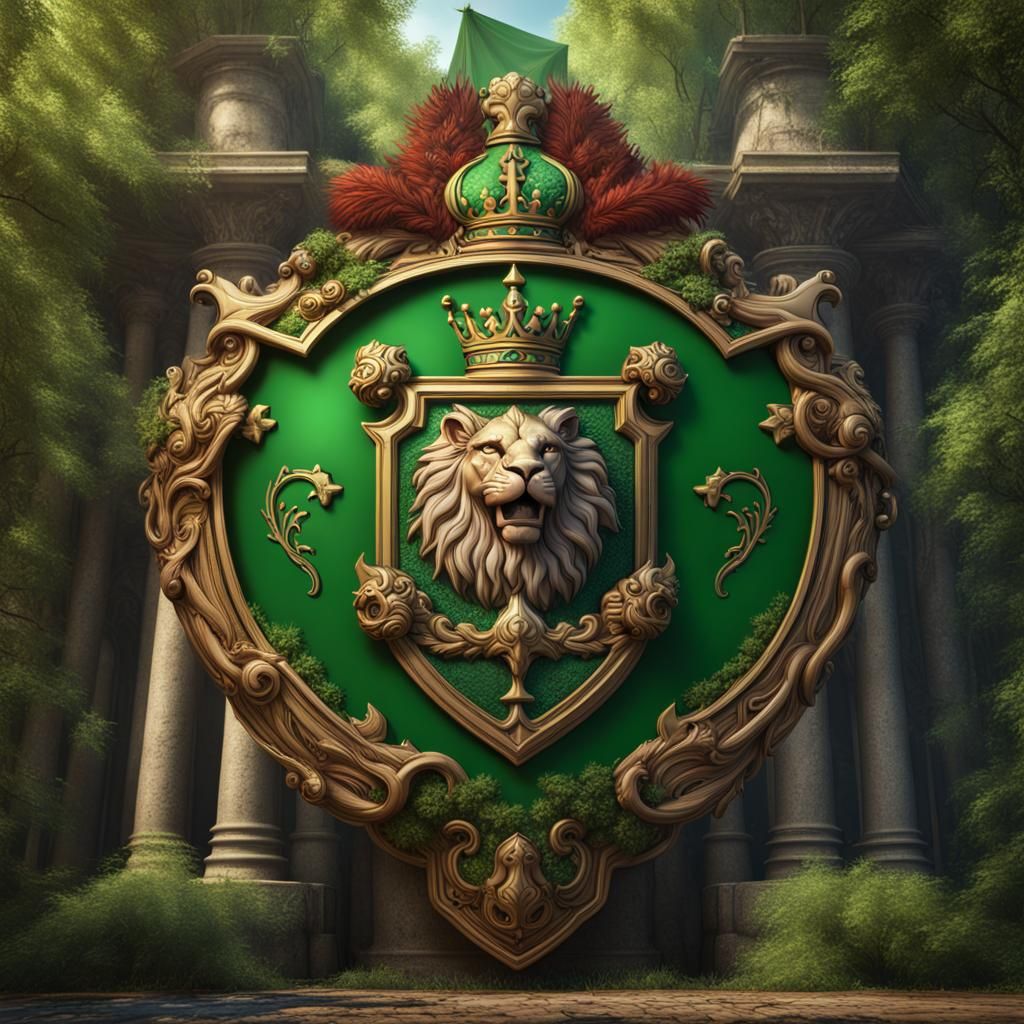 Royal Coat of Arms with Lions and Green Tree