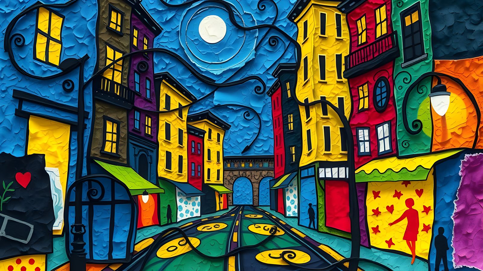 Abstract City Street at Night Collage