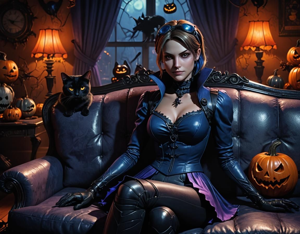 Jill Valentine Portrait in Tim Burton Style