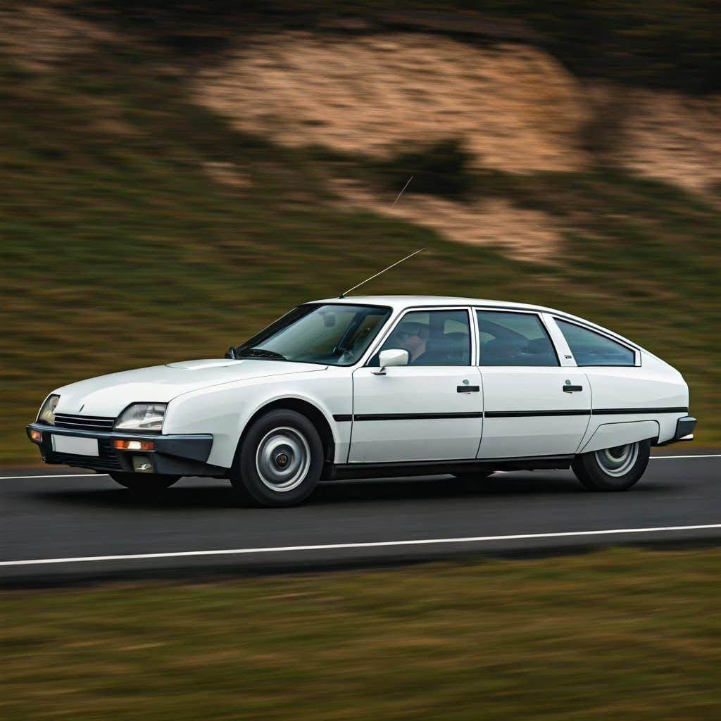White Citroën CX in Privas: Cinematic Film Still