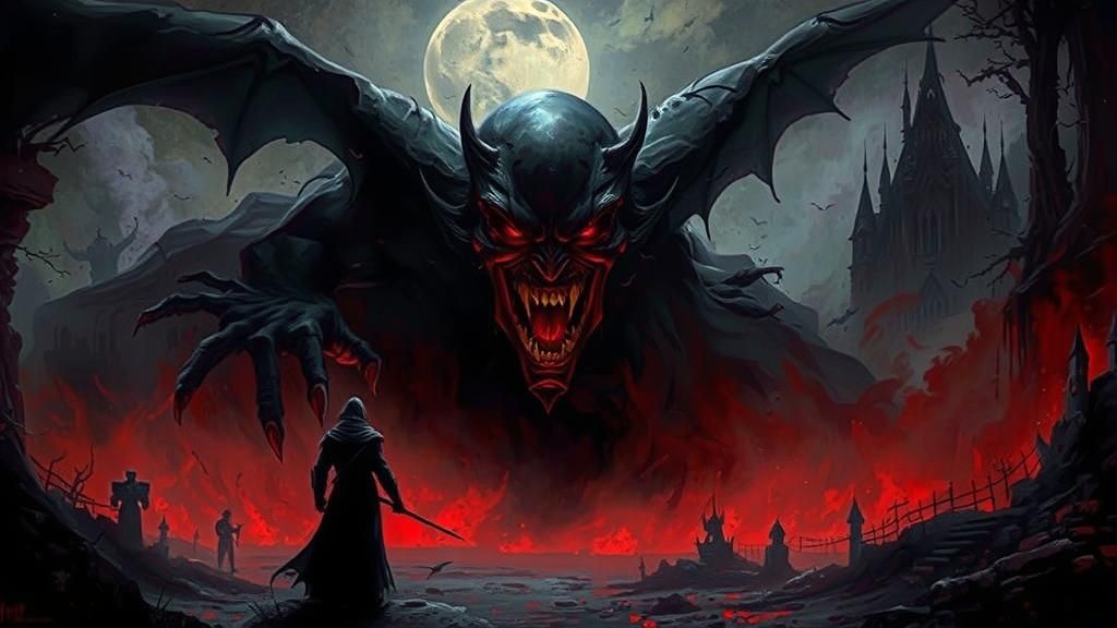 Terrifying Shadow Vampire in Ethereal Oil Painting