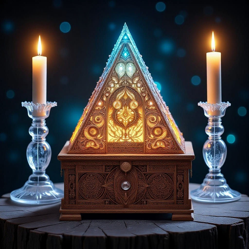 Magical Pyramid Puzzle Box Opening with Light Beams