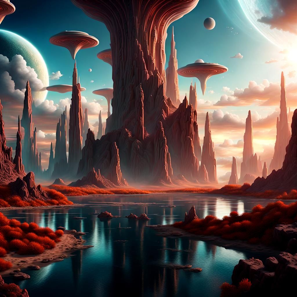 Exotic Alien World: A Hyperdetailed Fantasy Landscape