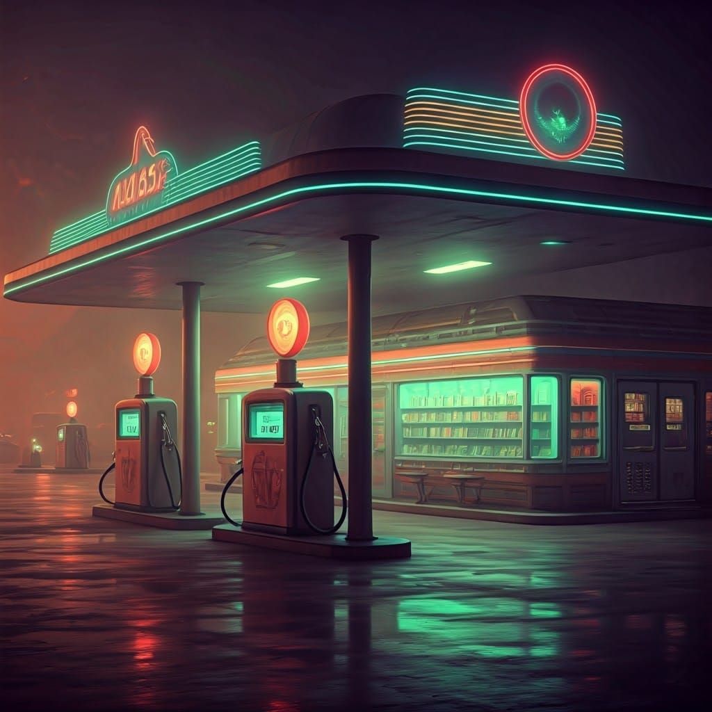 Retro-Futuristic Fuel Stop for Extraterrestrial Travelers