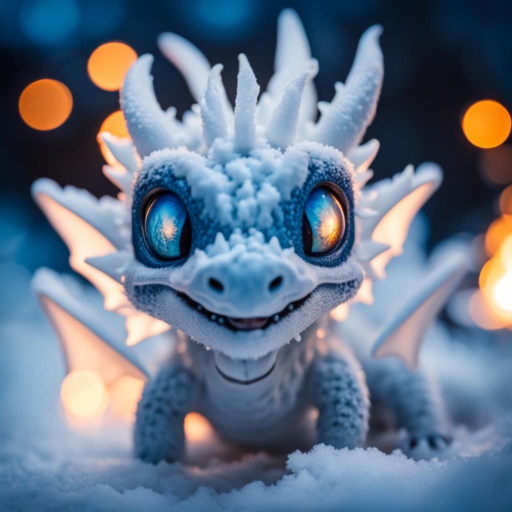 Icy Snow Dragon Tries to Breathe Fire