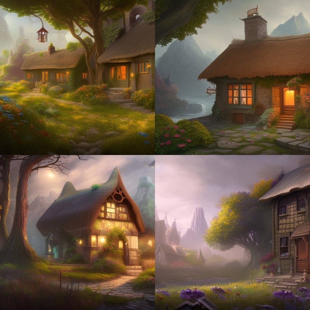 Detailed Matte Painting of an Elven Cottage