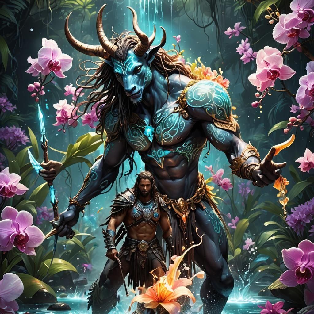 Tribal Centaurs and Water Elementals in RPG World