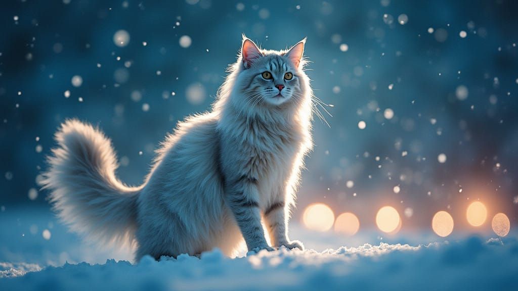 Ethereal Feline in Winter Wonderland