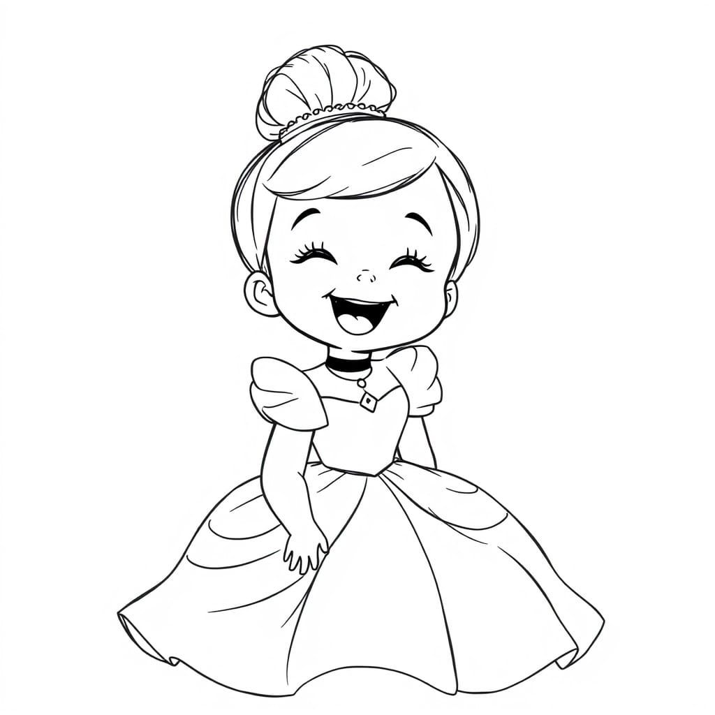 Baby Cinderella Sketch in Art Nouveau Style