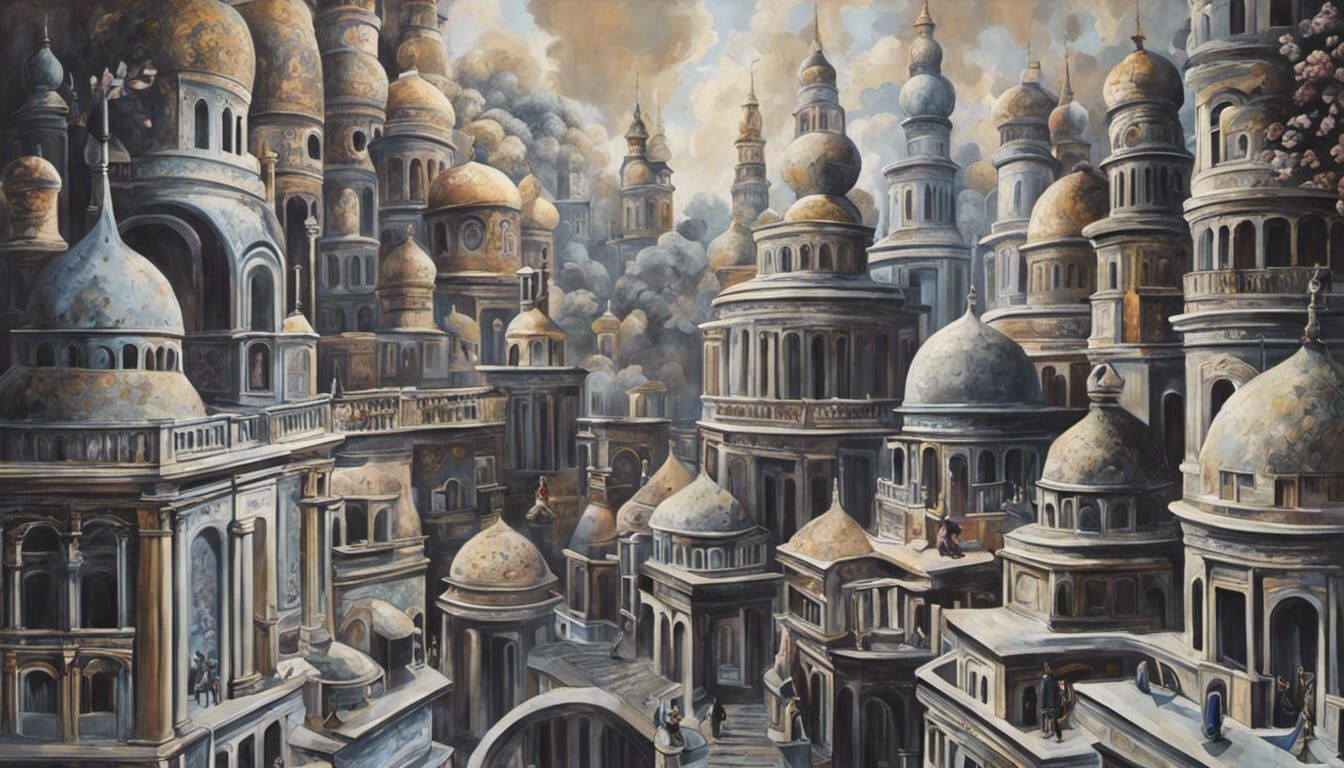 Surreal Underworld Dreamscape in Oil Painting Style