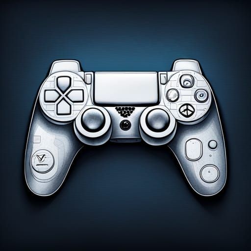 Blueprint Drawing of Playstation Controller in Hyperrealism