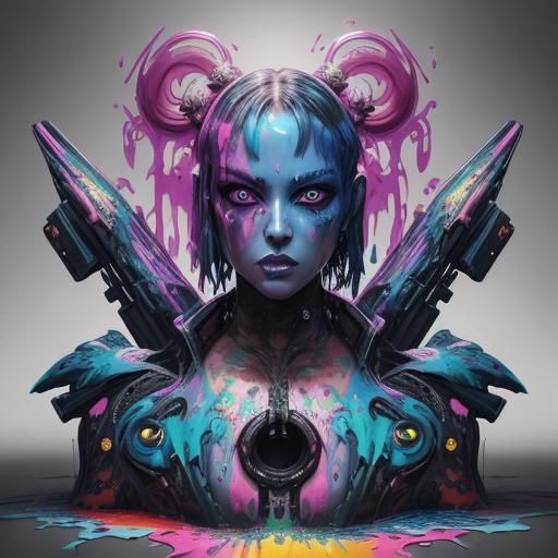 Martian Cyberpunk Splash Art with Jewel Eyes