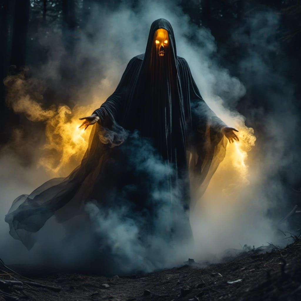 Ethereal Wraith Figure in Cinematic Shadow Play