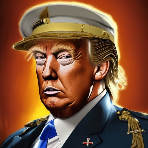 Donald Trump Portrait in Military Uniform