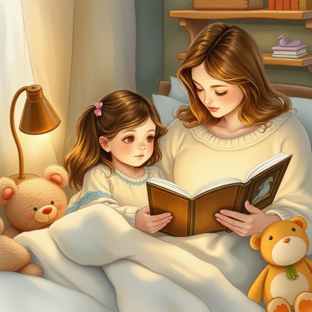 Bedtime Story in Watercolor Style