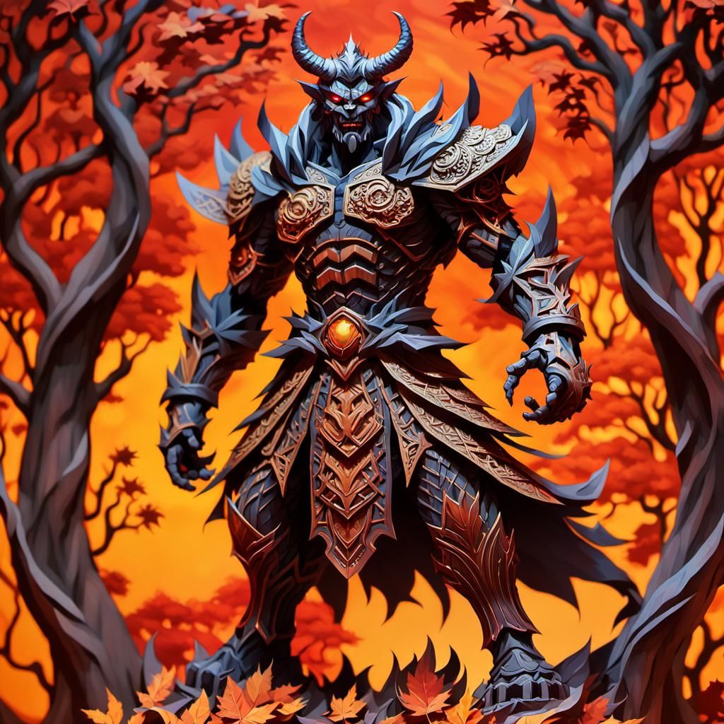Cool Demon King in Autumnal Anime Style