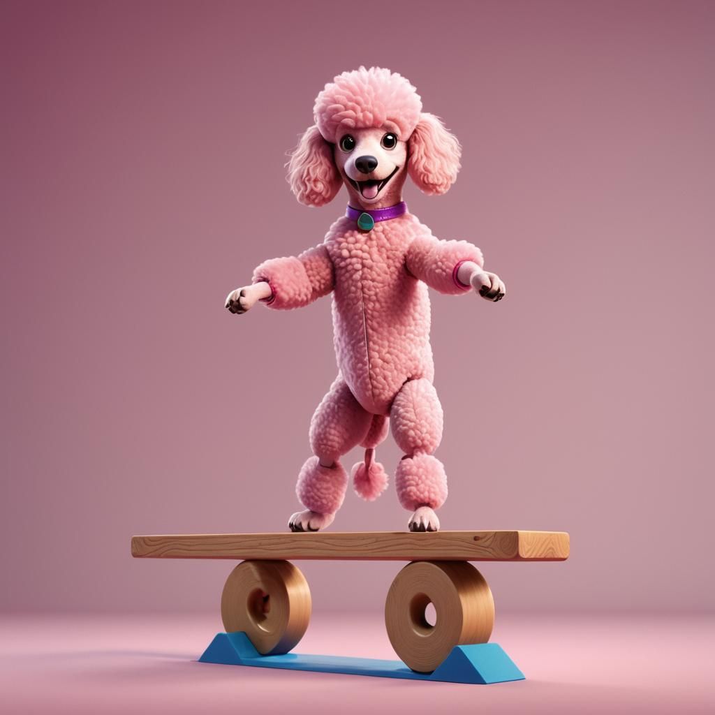 Pink Poodle Gymnastics in Pixar 3D Style