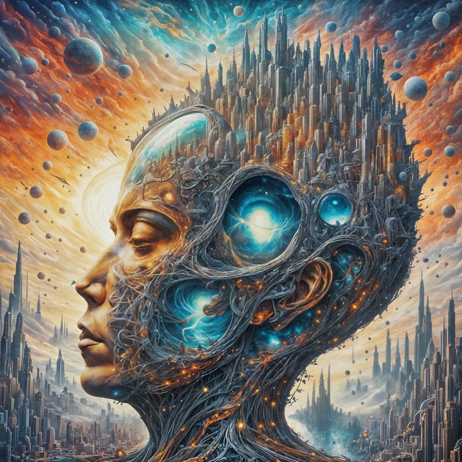 Surrealist Cosmic Entity Unfolds Celestial Energy