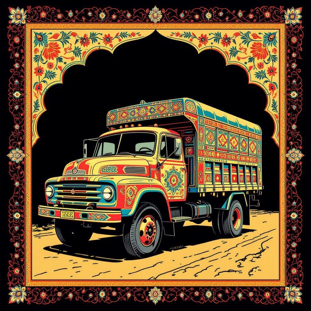 Pakistani Truck Art T-Shirt with Vibrant Design