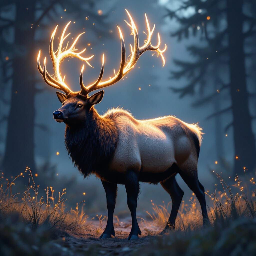 Starlight Elk in Dark Fantasy Concept Art