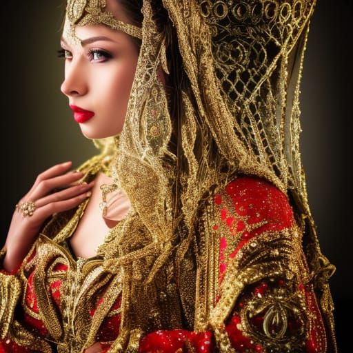 Cyberpunk Goddess in Detailed Filigree Dress