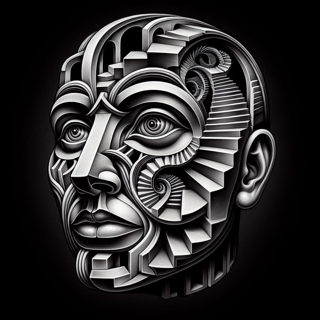 Escher-Inspired Face Transformation into Infinite Labyrinth