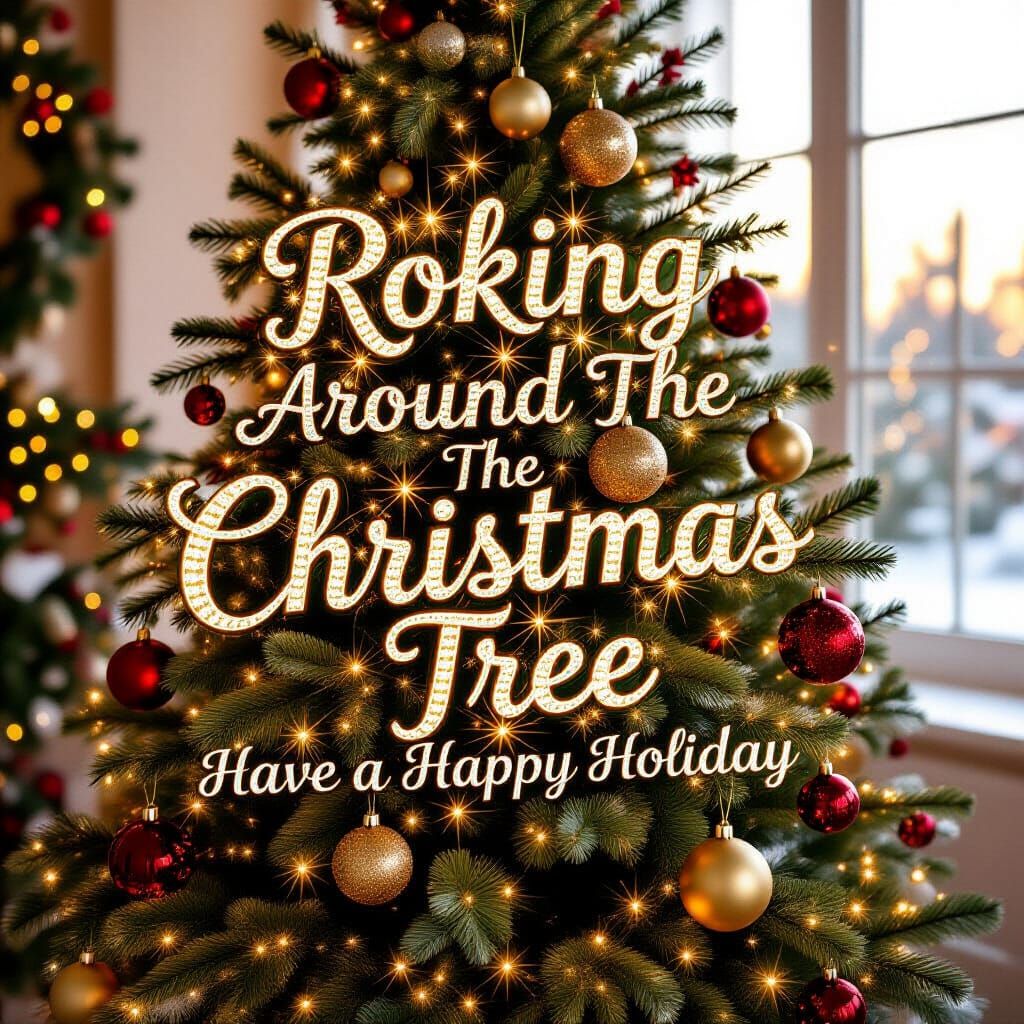 Festive Christmas Tree With Holiday Greetings