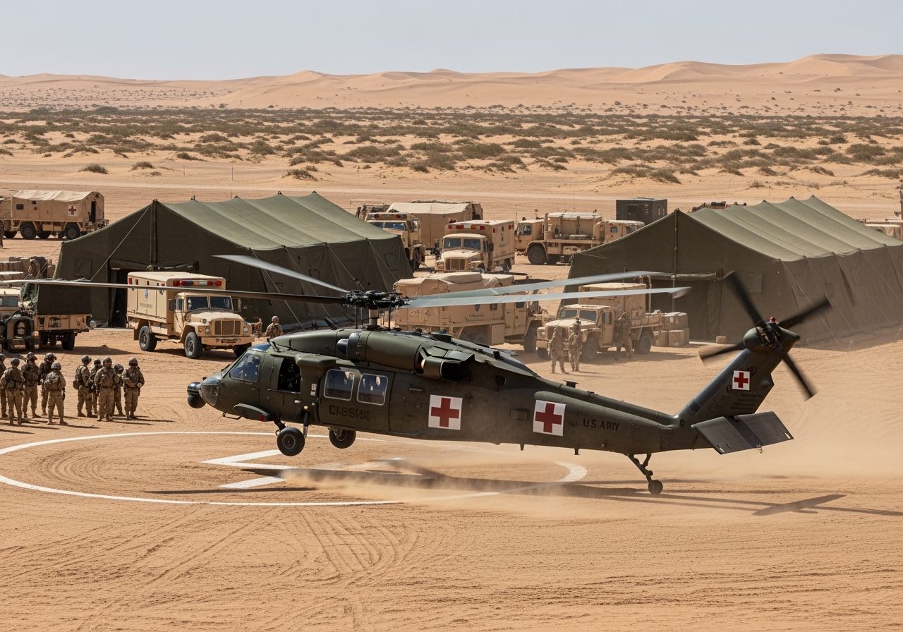 Black Hawk Helicopter Lands at Saudi MASH Unit