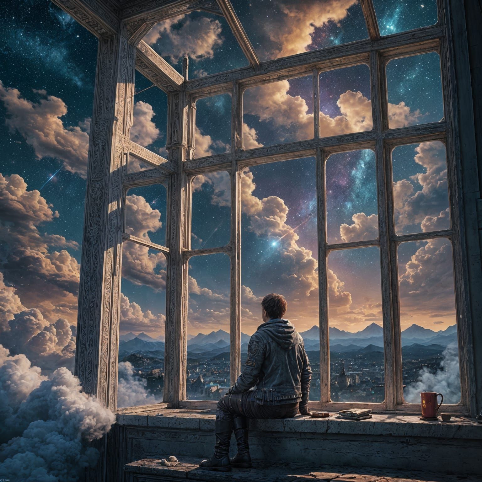 Fantastical Foreign Sky Viewed from a Window