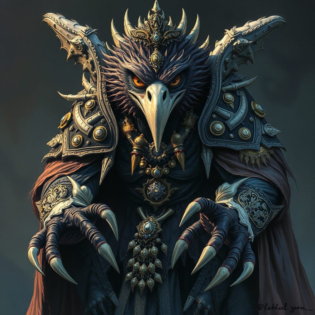 Eerie Avian Creature in Dark Fantasy Style