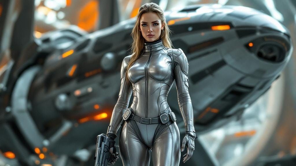 Astronaut Warrior in Futuristic Spacesuit