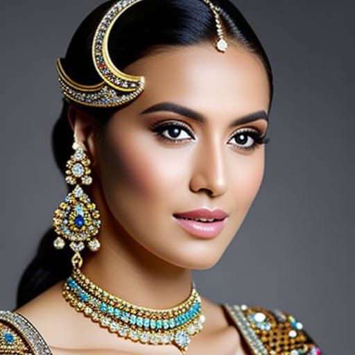 Elegant Bride with Filigree Jewellery: Hyperdetailed Illustr...