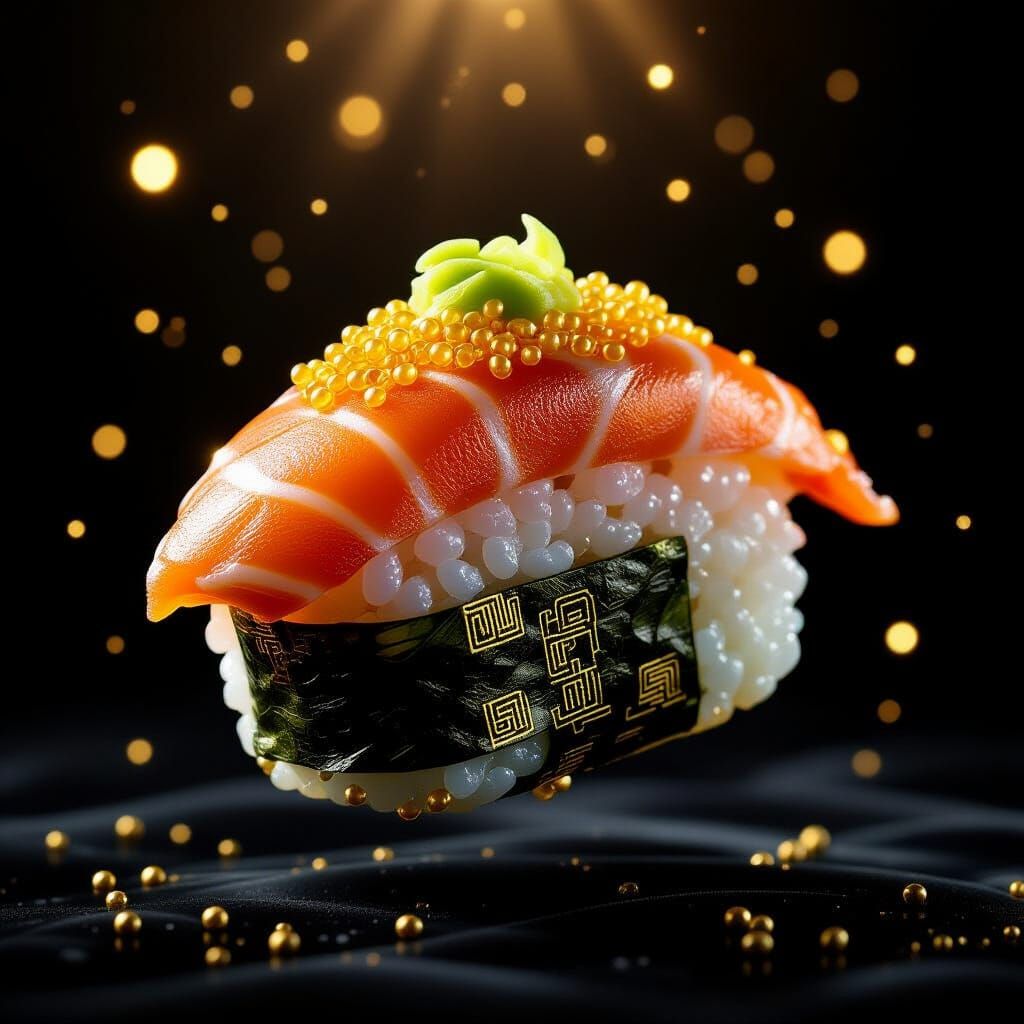 Golden Sushi: A Hyperreal Food Sculpture