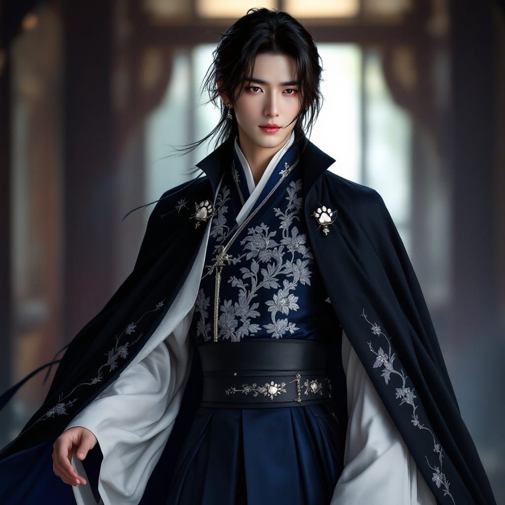 Fantasy Rogue Prince in Elegant Hanbok Attire