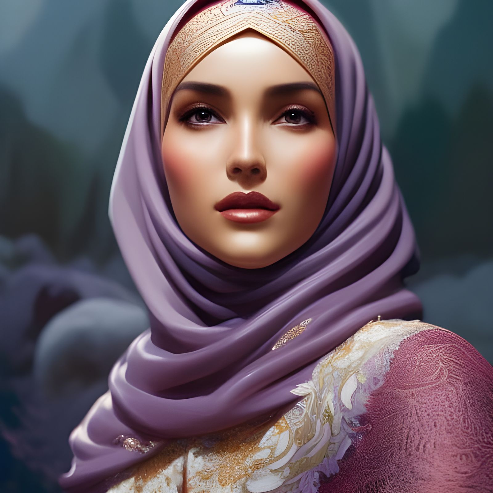 Beautiful Woman in Hijab: Hyperdetailed Portrait