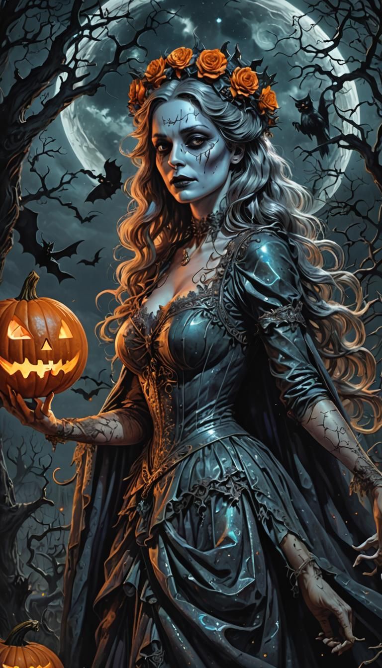 Halloween Pinup in Cosmic Horror Style