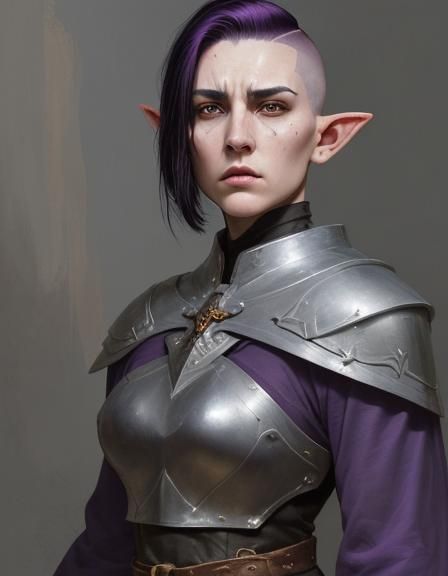 Evil Elf Cleric with Scar, Oil Painting Style