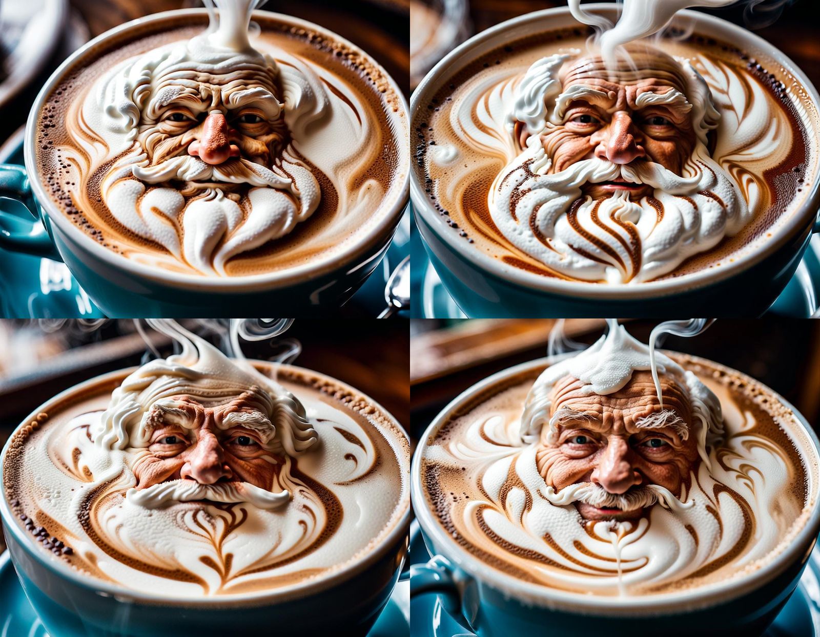 Latte Foam Art: A Wizened Face in Coffee