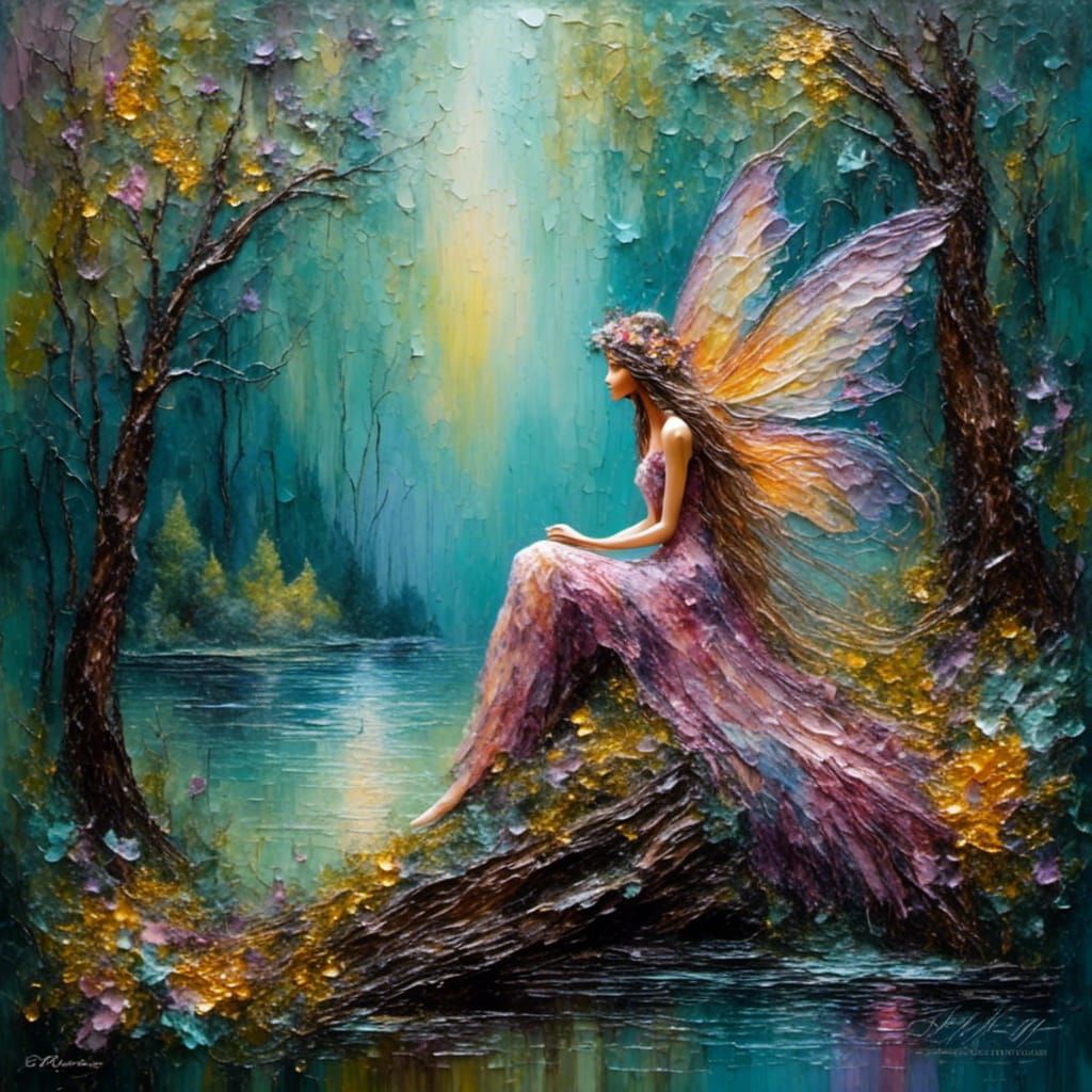Forest Fairy Portrait in Impasto Style